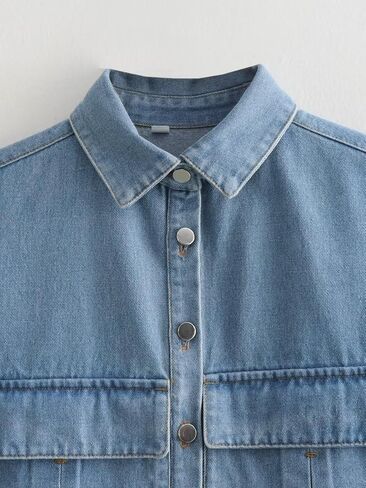 Kissonic Women's Denim Vest Sleeveless Jean Jacket Button Down Double Pockets Decoration Crop Waistcoat in Saudi Arabia