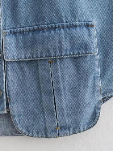 Kissonic Women's Denim Vest Sleeveless Jean Jacket Button Down Double Pockets Decoration Crop Waistcoat in Saudi Arabia