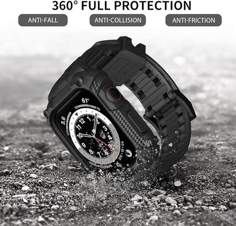 ساعة ريسيتاني متوافقة مع سوار ساعة أبل مع حافظة متينة مقاومة للصدمات مقاس 40 ملم 41 ملم 44 ملم 45 ملم لسلسلة iWatch 8/7/6/SE/5/4، حزام رياضي متين من مادة TPU مع واقي شاشة تغطية كاملة، 45 ملم رمادي in Kuwait