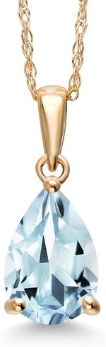 Gem Stone King 14K Yellow Gold 9X6MM Pear Shape Gemstone Birthstone Teardrop Pendant Necklace | Gold Necklace For Women | With 18 Inch Chain in Saudi Arabia