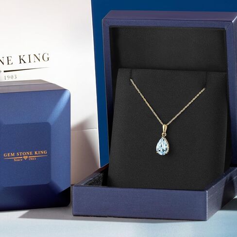 Gem Stone King 14K Yellow Gold 9X6MM Pear Shape Gemstone Birthstone Teardrop Pendant Necklace | Gold Necklace For Women | With 18 Inch Chain in Saudi Arabia