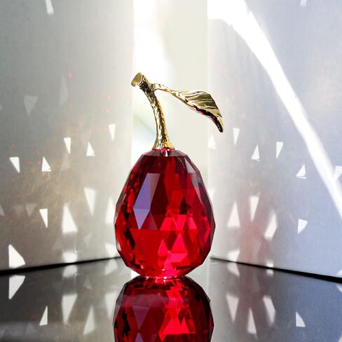 Crystal Pear Figurines Fruit Handmade Glass Figurines Home Decor Collectible Paperweight Art Craft Table Decorations (Yellow) in Saudi Arabia