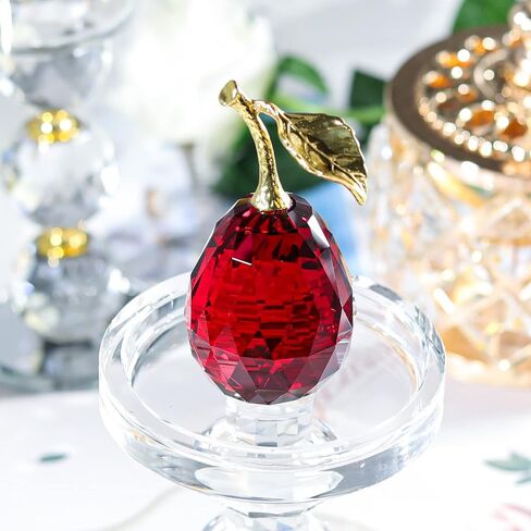 Crystal Pear Figurines Fruit Handmade Glass Figurines Home Decor Collectible Paperweight Art Craft Table Decorations (Yellow) in Saudi Arabia