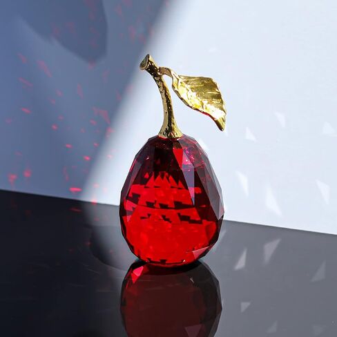 Crystal Pear Figurines Fruit Handmade Glass Figurines Home Decor Collectible Paperweight Art Craft Table Decorations (Yellow) in Saudi Arabia