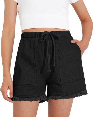 BOOPH Little Girls Jean Shorts Cut Off Denim Shorts Elastic Waist Drawstring Shorty Shorts for Teen Girls in Saudi Arabia