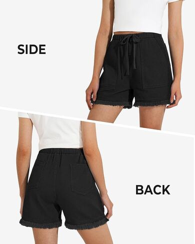 BOOPH Little Girls Jean Shorts Cut Off Denim Shorts Elastic Waist Drawstring Shorty Shorts for Teen Girls in Saudi Arabia