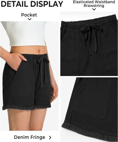 BOOPH Little Girls Jean Shorts Cut Off Denim Shorts Elastic Waist Drawstring Shorty Shorts for Teen Girls in Saudi Arabia