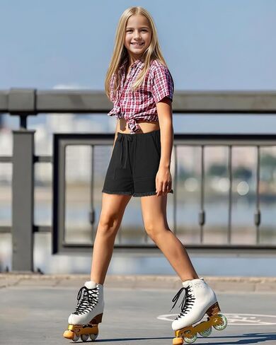 BOOPH Little Girls Jean Shorts Cut Off Denim Shorts Elastic Waist Drawstring Shorty Shorts for Teen Girls in Saudi Arabia