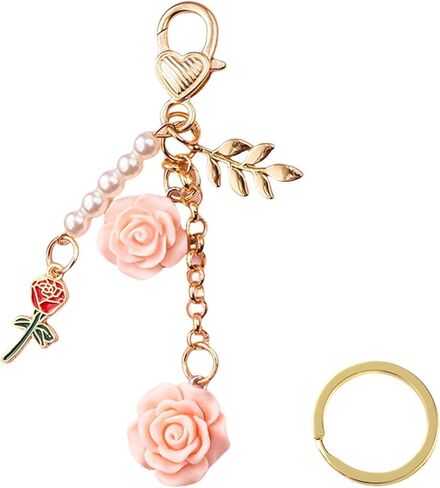 لطيف سلسلة المفاتيح روز، روز سلسلة المفاتيح زهرة سحر المفاتيح مع سلسلة شرابة روز قلادة كيرينغ in Kuwait