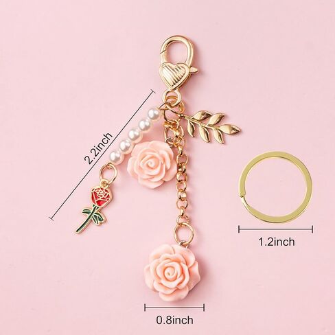 لطيف سلسلة المفاتيح روز، روز سلسلة المفاتيح زهرة سحر المفاتيح مع سلسلة شرابة روز قلادة كيرينغ in Kuwait