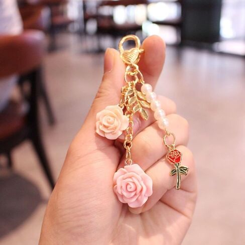 لطيف سلسلة المفاتيح روز، روز سلسلة المفاتيح زهرة سحر المفاتيح مع سلسلة شرابة روز قلادة كيرينغ in Kuwait