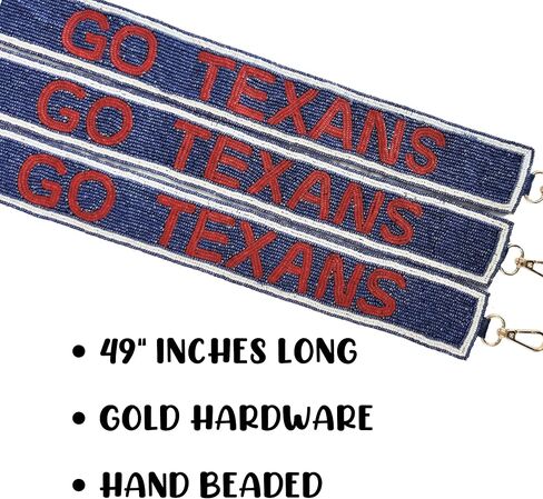 حزام محفظة مطرز بالخرز من Go Texas باللونين الأزرق الداكن والأحمر لكرة القدم مقاس 49 بوصة يوم لعبة البيسبول لمحفظة الاستاد الواضحة in Kuwait