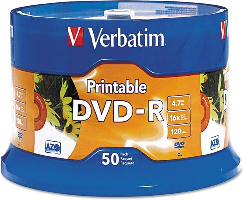 Verbatim DVD-R 4.7GB 16X White Inkjet Printable with Branded Hub, 100-Disc in Saudi Arabia