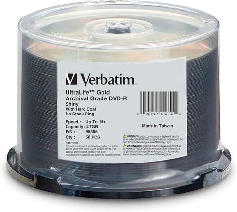 Verbatim DVD-R 4.7GB 16X UltraLife Gold Archival Grade - Branded Surface and Hard Coat - 50pk Spindle in Kuwait