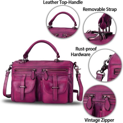 Genuine Leather Purse and Handbag for Women Vintage Handmade Leather Top Handle Satchel Purses Shoulder Bag Strap in Saudi Arabia