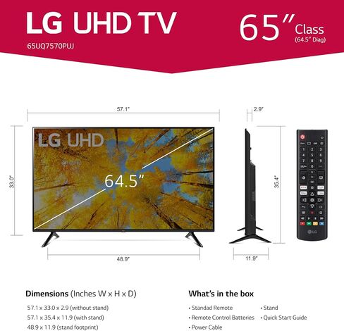 LG 50-Inch Class UQ7570 Series 4K Smart TV, AI-Powered 4K, Cloud Gaming (50UQ7570PUJ, 2022), Black in Saudi Arabia