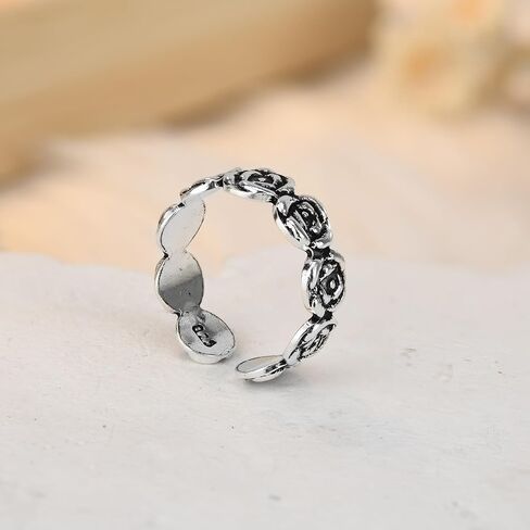 AeraVida Love Unity Blooming Rose خاتم من الفضة الإسترليني عيار 925 | خاتم الخنصر للنساء | إكسسوارات مجوهرات بتصميم زهرة in Saudi Arabia