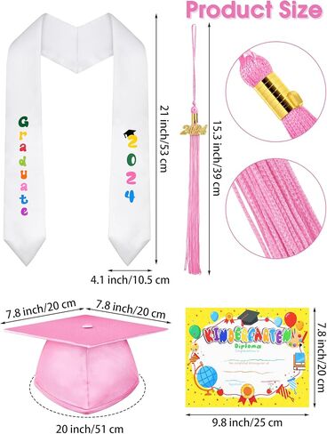 SOMSOC 5 Pack 2026 Graduation Gown Cap Stole Set with Tassel Certificate Graduation Kit for Graduates Preschool Kindergarten in Saudi Arabia