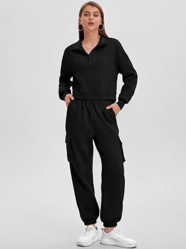 Bloggerlove المرأة 2 قطعة صالة مجموعات وتتسابق Sweatpants رياضية مطابقة اقتصاص أعلى البضائع العداء ببطء قطعتين العرق مجموعة in Kuwait