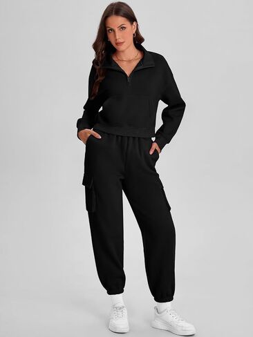 Bloggerlove المرأة 2 قطعة صالة مجموعات وتتسابق Sweatpants رياضية مطابقة اقتصاص أعلى البضائع العداء ببطء قطعتين العرق مجموعة in Kuwait