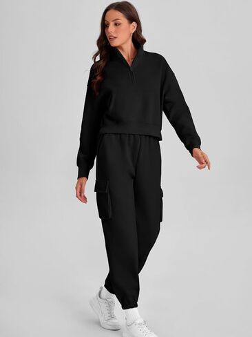 Bloggerlove المرأة 2 قطعة صالة مجموعات وتتسابق Sweatpants رياضية مطابقة اقتصاص أعلى البضائع العداء ببطء قطعتين العرق مجموعة in Kuwait