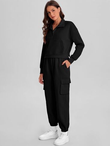 Bloggerlove المرأة 2 قطعة صالة مجموعات وتتسابق Sweatpants رياضية مطابقة اقتصاص أعلى البضائع العداء ببطء قطعتين العرق مجموعة in Kuwait