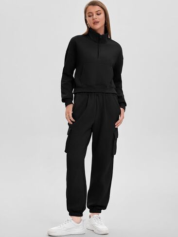 Bloggerlove المرأة 2 قطعة صالة مجموعات وتتسابق Sweatpants رياضية مطابقة اقتصاص أعلى البضائع العداء ببطء قطعتين العرق مجموعة in Kuwait