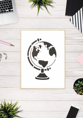 Earth Globe Custom Stencil, Reusable & Sturdy, 8.5" x 11" for Educational Art, Crafts & DIY Projects in Saudi Arabia