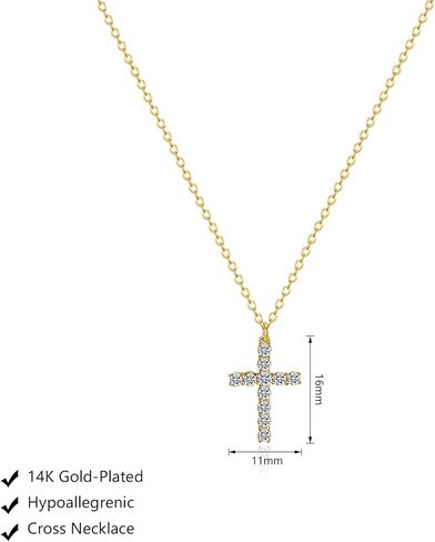 Luxval الصليب قلادة للنساء - لذيذ 14K الذهب مطلي الصليب قلادة الطبقات الذهب الصليب قلادة الصليب قلادة قلادة الذهب الصليب القلائد للنساء العصرية الذهب والمجوهرات الهدايا للنساء in Kuwait