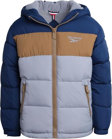 Reebok Boys' Winter Coat - Heavyweight Quilted Puffer Snow Parka - Weather Resistant Ski Jacket for Boys (8-20), Size 10-12, Batik Blue in Saudi Arabia