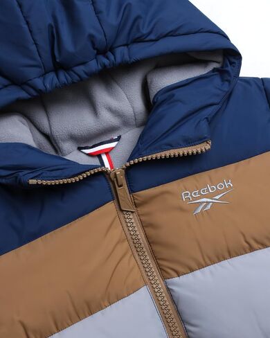 Reebok Boys' Winter Coat - Heavyweight Quilted Puffer Snow Parka - Weather Resistant Ski Jacket for Boys (8-20), Size 10-12, Batik Blue in Saudi Arabia