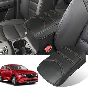 for Honda CRV 2024 2023 Center Console Cover - Vegan Leather Extra Soft Armrest Protector for Honda CR-V LX EX Sport Hybrid EX-L Sport Touring Hybrid Accessories 2023 2024（Gray Stitches）