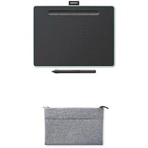 Bundle of Wacom Intuos Medium Bluetooth Graphics Drawing Tablet Pistachio + Wacom ACK52701 Soft Tablet Case