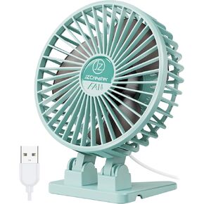 JZCreater USB Desk Fan, Mini Fan Portable, 3 Speeds Desktop Table Cooling Fan, Plug in Power Fan, Rotation Strong Wind, Quiet Personal Small Fan for Home Desktop Office Travel Bedroom, Black (2Pack)