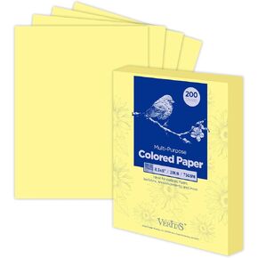 Veritas Colored Copy Paper,Multi-Purpose paper,Colored Printer Paper 8.5" x 11", 20 lb / 90 GSM, Canary 200 Sheets (1 Reams)，Made in USA