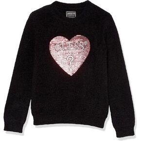 GUESS Girls' Soft Yarn Sweater with Sequin Logo