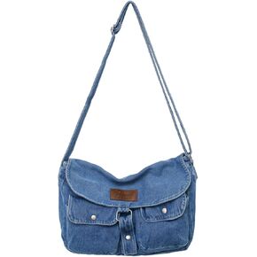 Denim Messenger Bag Y2K Jean Purses for Women Denim Shoulder Bag Crossbody Handbags