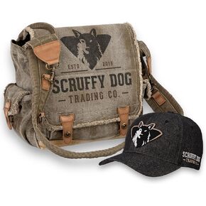 Pack: Vintage Messenger Bag & Premium Denim Baseball Cap Bundle for Men & Women - Durable Canvas Tote, Laptop & Travel Crossbody Satchel, Hat for Hikers and Bikers