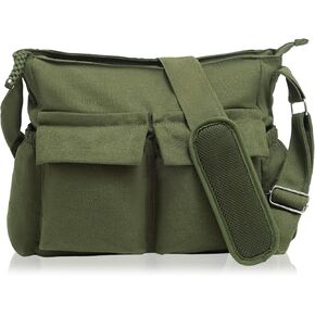 Canvas Messenger Bag for Women/Men, 15.6" Large Crossbody Purse Tote Bags for College/Travel/Work Daily Use