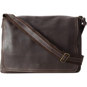 David King & Co. Leather Full Flap Laptop Messenger L Distressed, Cafe, One Size