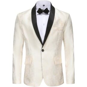 Mens Floral Tuxedo Jacket Paisley Slim Fit 1 Button Blazer Jacket Shawl Lapel Dinner Party Prom Dress Jackets