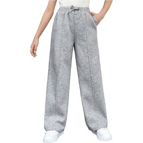 GORGLITTER Girl's Straight Leg Sweatpants Seam Drawstring High Waisted Baggy Joggers with Pockets