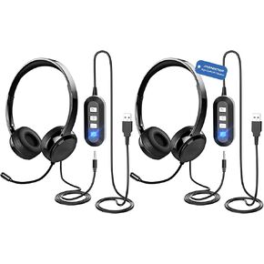 USB Headset with Microphone for PC Laptop, JabNecter 3.5mm Headphones with Microphone Noise Canceling & Volume Control, Computer Headset with Mute&Sidetone for VoIP Skype MS Teams Online Conference