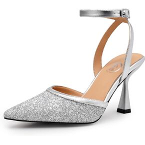 Trary Heels Women Pumps Closed Toe Ankle Strap Pointed Toe Heeled Sandals for Women Stiletto Wedding Dress Shoes