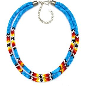 Native Style Beaded Double Strand Rope Necklace for Women Handmade