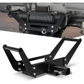 Cradle Winch Mounting Plate Foldable Hitch Mount Compatible with Trailer Vehicles with 2" Class IV Tow Hitch Receiver, Up to 12,000 lbs Capacity, Hitch Pin Included, Powdercoated Black Steel