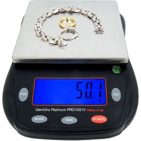 GemOro Platinum PRO1001V | Durable Precise Jewelers Countertop Portable Scale | Digital Precision Tool with Expert Professional Reading & Accuracy 1000g x 0.1g Readability (Black)