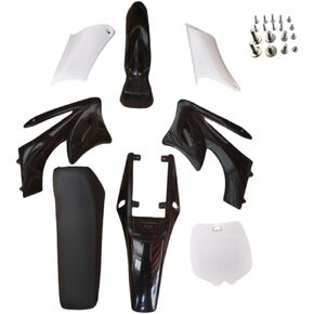 CLEO Fenders Fairings Replacement Plastic Kit with Black Seat for Chinese 50cc Apollo Dirt Bike Pit Bike（black and white）