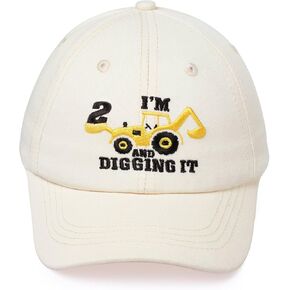 I'm 2/3/4 and Digging IT Hats for Boys Girls, Funny Embroidered Toddler Excavator Birthday Baseball Cap