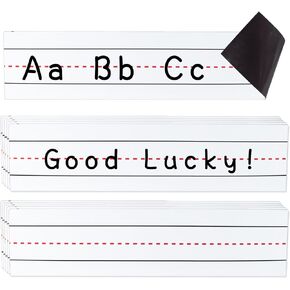 Magnetic Sentence Strips 10P, Magnetic Dry Erase Cardstock for Classroom Whiteboard Accessories, Teaching Tool for Teachers, Lined Paper Border for Words, Handwriting Practice(12 x 3 inch)